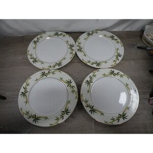 Kent China Bali Hai Dinner Plates Set of 4 Bamboo Pattern Gold Trim Japan 10.5"